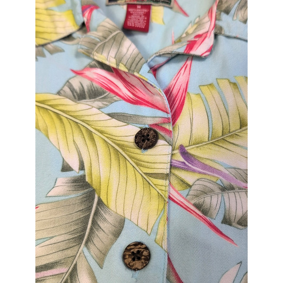 La Cabana Hawaiian Shirt Men’s M Blue Floral Rayon Button Down Tropical - Picture 4 of 10